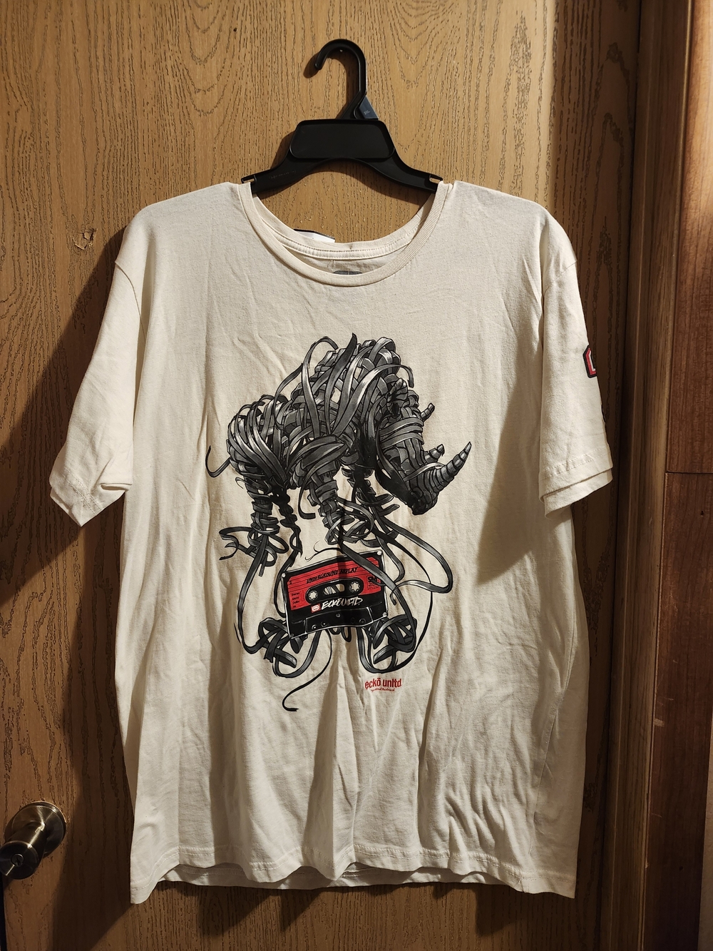 Men's Ecko Unlimited Cream Graphic T-Shirt with Red Cassette Design